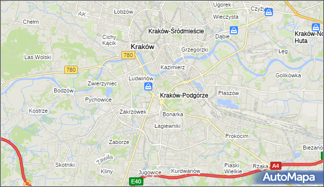 mapa Podgórze gmina Kraków, Podgórze gmina Kraków na mapie Targeo