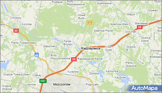 mapa Radziejowice, Radziejowice na mapie Targeo