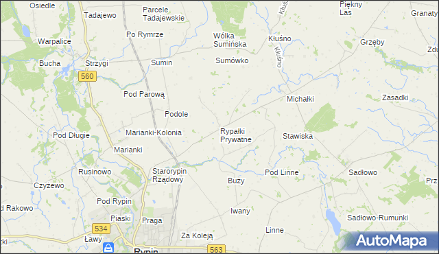 mapa Rypałki Prywatne, Rypałki Prywatne na mapie Targeo