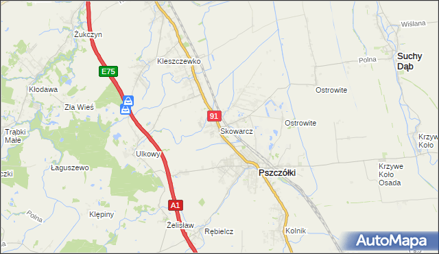 mapa Skowarcz, Skowarcz na mapie Targeo