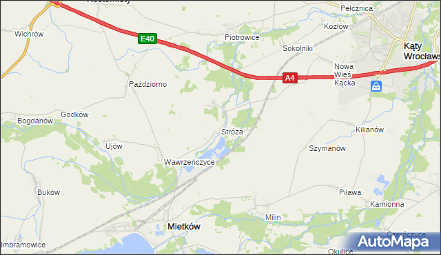 mapa Stróża gmina Mietków, Stróża gmina Mietków na mapie Targeo