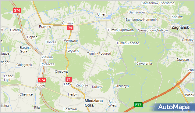 mapa Tumlin-Wykień, Tumlin-Wykień na mapie Targeo