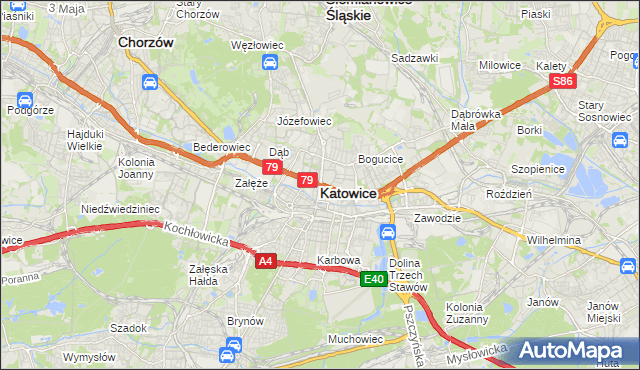 mapa Katowic, Katowice na mapie Targeo