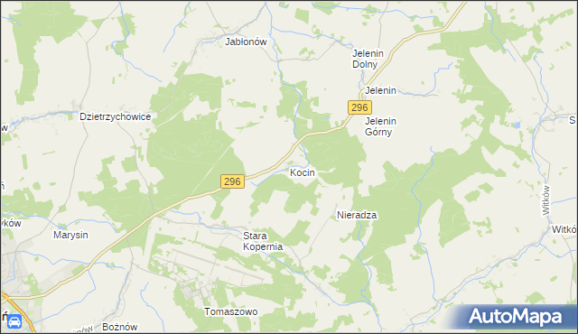 mapa Kocin gmina Żagań, Kocin gmina Żagań na mapie Targeo