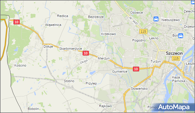 mapa Mierzyn gmina Dobra (Szczecińska), Mierzyn gmina Dobra (Szczecińska) na mapie Targeo