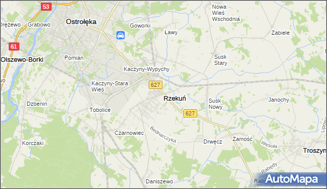 mapa Rzekuń, Rzekuń na mapie Targeo