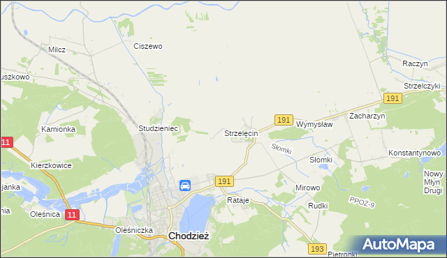 mapa Strzelęcin, Strzelęcin na mapie Targeo