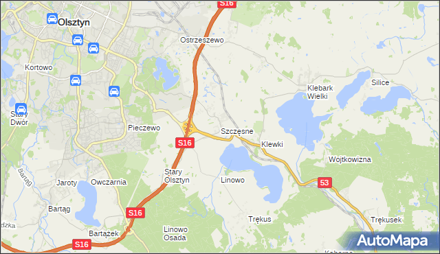 mapa Szczęsne gmina Purda, Szczęsne gmina Purda na mapie Targeo