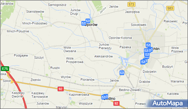mapa Aleksandrów gmina Żychlin, Aleksandrów gmina Żychlin na mapie Targeo