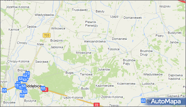 mapa Antoniew gmina Dalików, Antoniew gmina Dalików na mapie Targeo