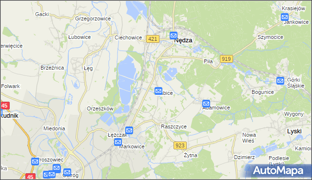 mapa Babice gmina Nędza, Babice gmina Nędza na mapie Targeo