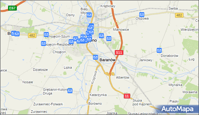 mapa Baranów powiat kępiński, Baranów powiat kępiński na mapie Targeo