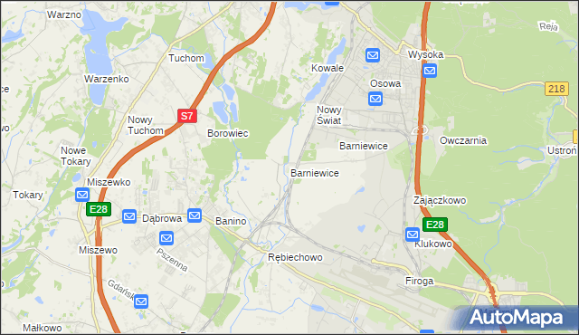 mapa Barniewice, Barniewice na mapie Targeo