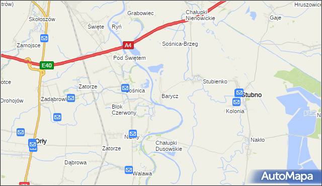 mapa Barycz gmina Stubno, Barycz gmina Stubno na mapie Targeo