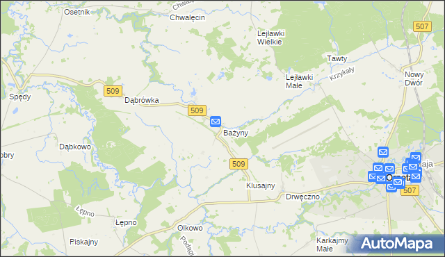 mapa Bażyny, Bażyny na mapie Targeo