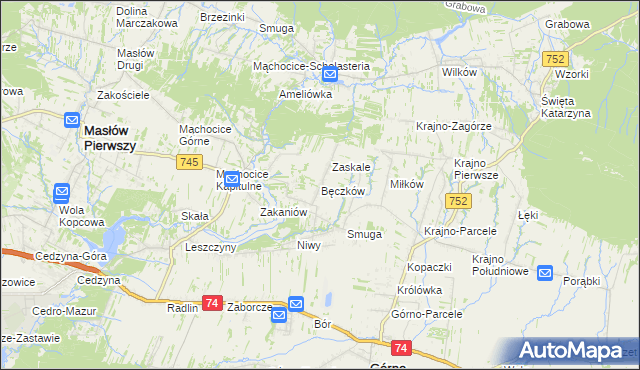 mapa Bęczków, Bęczków na mapie Targeo