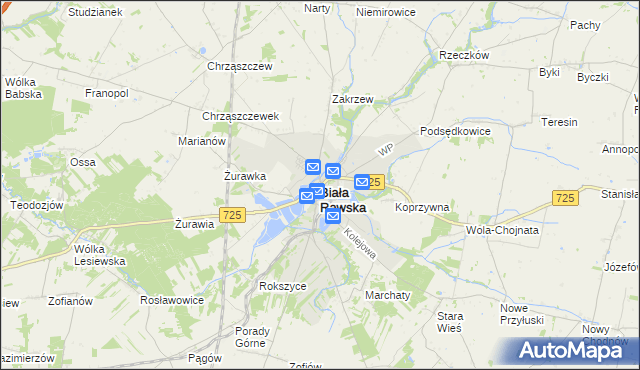 mapa Biała Rawska, Biała Rawska na mapie Targeo