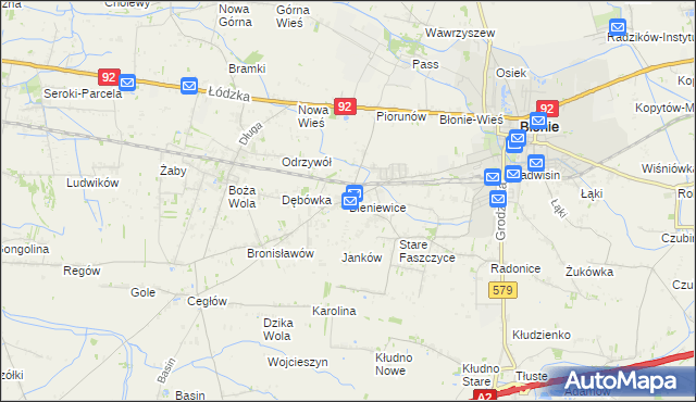 mapa Bieniewice, Bieniewice na mapie Targeo