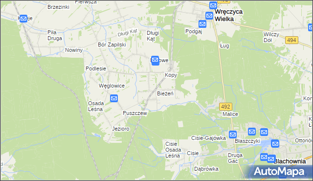 mapa Bieżeń, Bieżeń na mapie Targeo