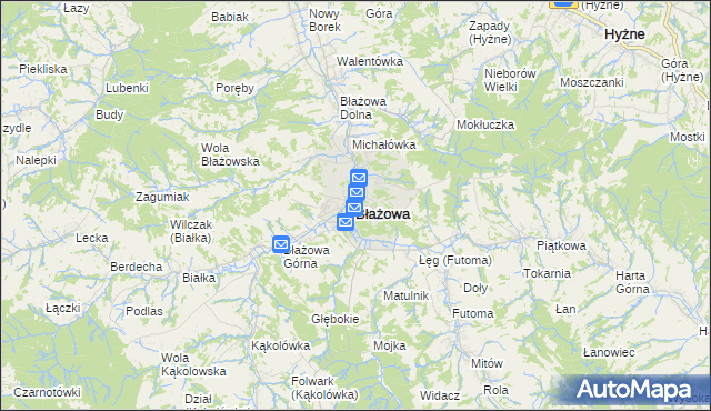 mapa Błażowa, Błażowa na mapie Targeo