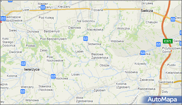mapa Błędowa Zgłobieńska, Błędowa Zgłobieńska na mapie Targeo