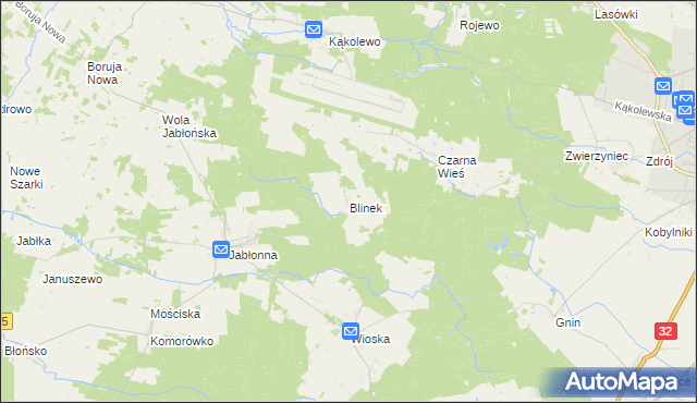 mapa Blinek, Blinek na mapie Targeo