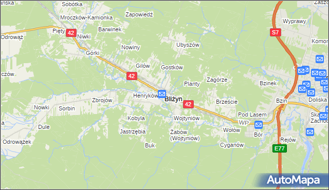 mapa Bliżyn, Bliżyn na mapie Targeo