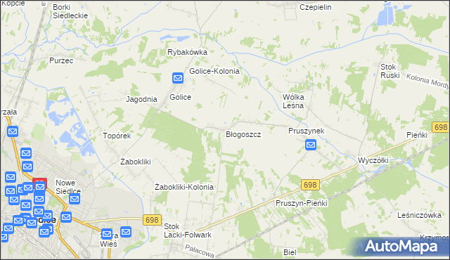 mapa Błogoszcz, Błogoszcz na mapie Targeo