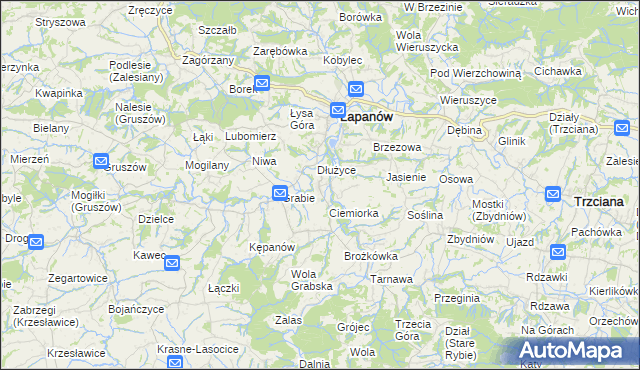 mapa Boczów gmina Łapanów, Boczów gmina Łapanów na mapie Targeo