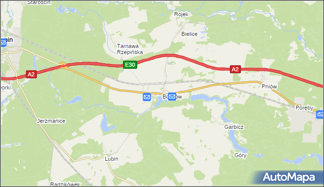 mapa Boczów gmina Torzym, Boczów gmina Torzym na mapie Targeo