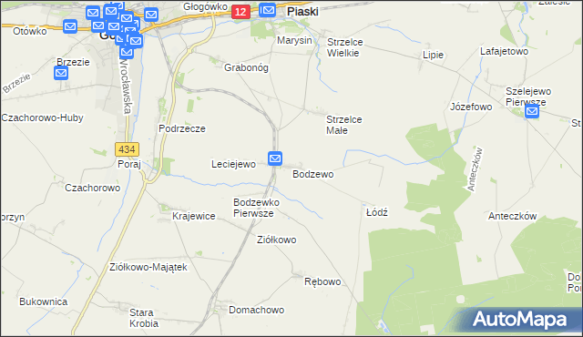 mapa Bodzewo, Bodzewo na mapie Targeo