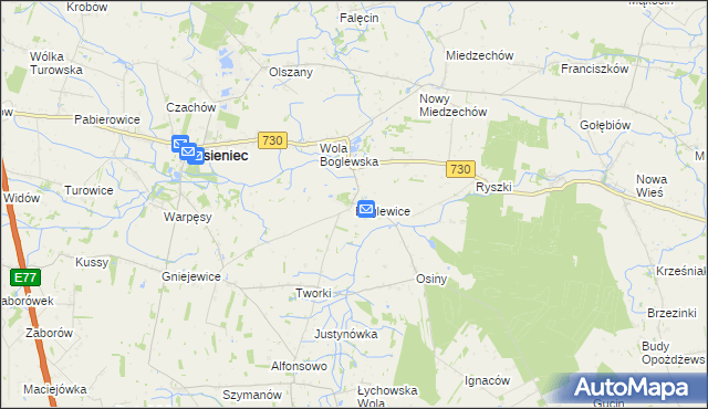 mapa Boglewice, Boglewice na mapie Targeo