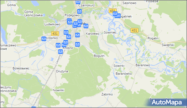 mapa Bogulin, Bogulin na mapie Targeo