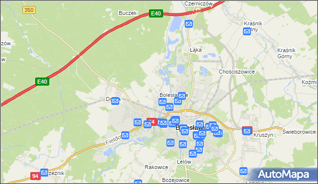 mapa Bolesławice gmina Bolesławiec, Bolesławice gmina Bolesławiec na mapie Targeo