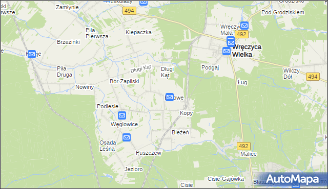 mapa Borowe gmina Wręczyca Wielka, Borowe gmina Wręczyca Wielka na mapie Targeo