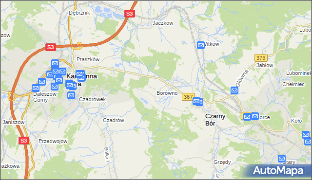 mapa Borówno gmina Czarny Bór, Borówno gmina Czarny Bór na mapie Targeo