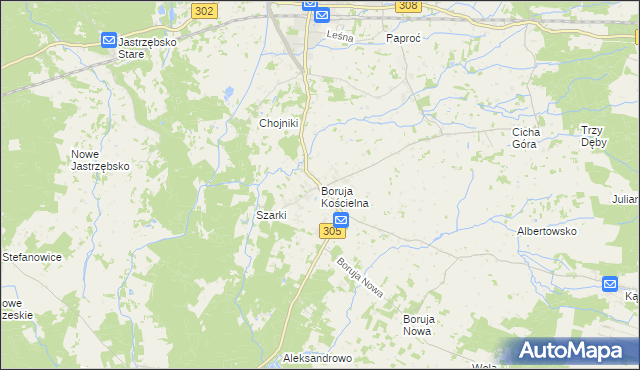 mapa Boruja Kościelna, Boruja Kościelna na mapie Targeo