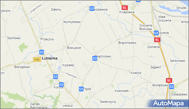 mapa Brąchnowo, Brąchnowo na mapie Targeo