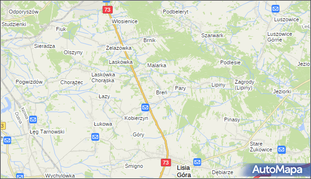 mapa Breń gmina Lisia Góra, Breń gmina Lisia Góra na mapie Targeo