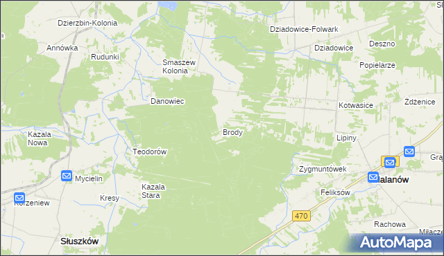 mapa Brody gmina Malanów, Brody gmina Malanów na mapie Targeo