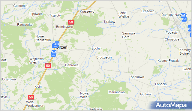 mapa Brodzięcin, Brodzięcin na mapie Targeo