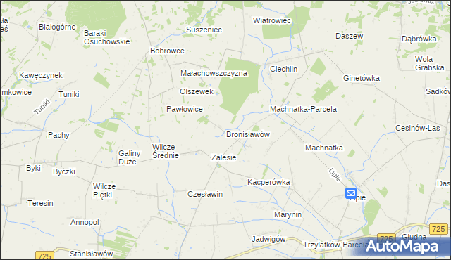 mapa Bronisławów gmina Błędów, Bronisławów gmina Błędów na mapie Targeo