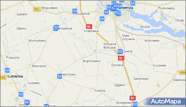 mapa Browina gmina Chełmża, Browina gmina Chełmża na mapie Targeo