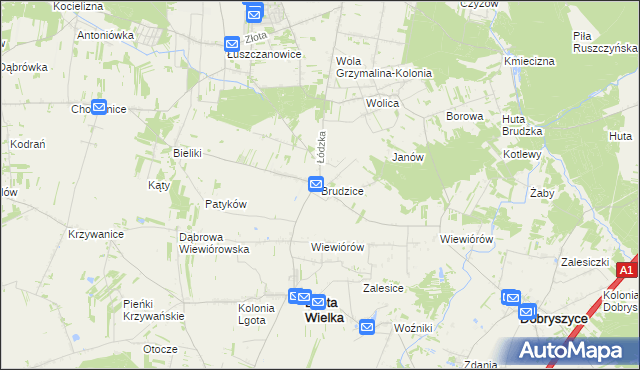 mapa Brudzice, Brudzice na mapie Targeo