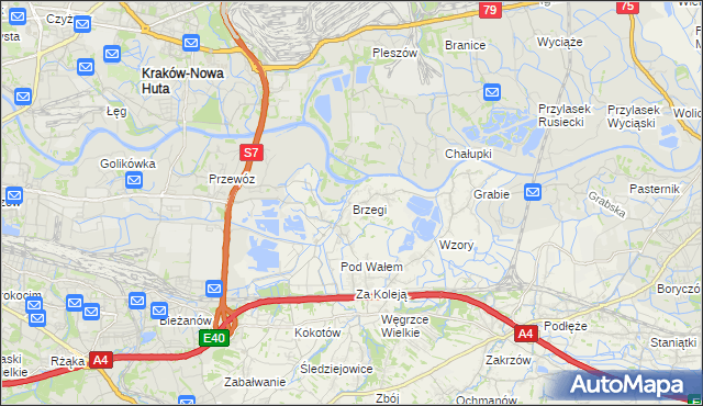 mapa Brzegi gmina Wieliczka, Brzegi gmina Wieliczka na mapie Targeo