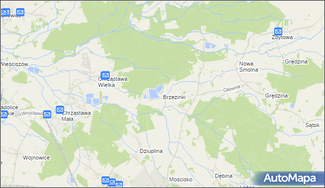 mapa Brzezinki gmina Jelcz-Laskowice, Brzezinki gmina Jelcz-Laskowice na mapie Targeo