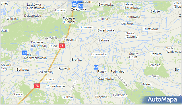 mapa Brzezówka gmina Szczucin, Brzezówka gmina Szczucin na mapie Targeo