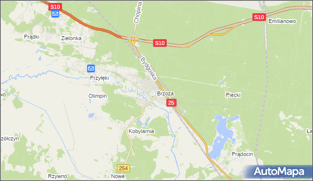 mapa Brzoza gmina Nowa Wieś Wielka, Brzoza gmina Nowa Wieś Wielka na mapie Targeo