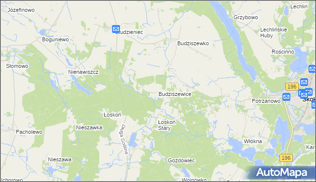 mapa Budziszewice gmina Skoki, Budziszewice gmina Skoki na mapie Targeo