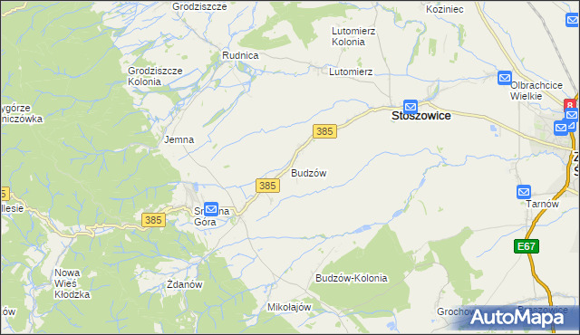 mapa Budzów gmina Stoszowice, Budzów gmina Stoszowice na mapie Targeo